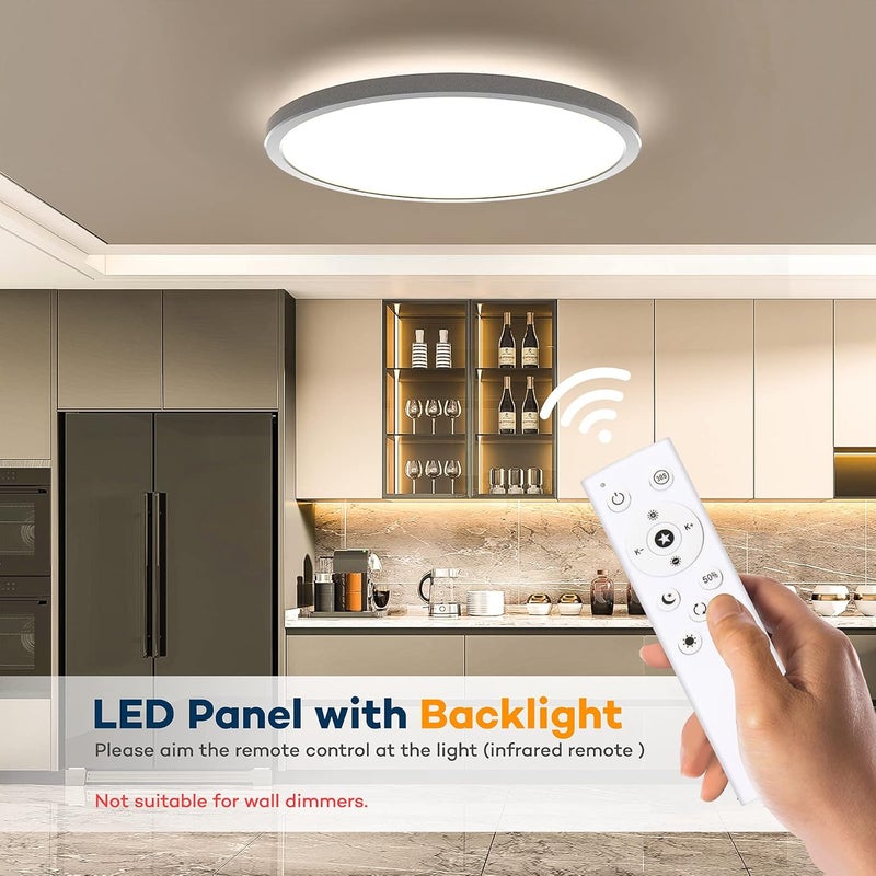 BLNAN Dimmable LED Flush Mount Ceiling Light Fixture with Remote Control, 12Inch 24W 3000K-6500K Light Color Adjustable, Modern Ultra-Thin Ceiling Lamp for Bedroom Kitchen, Wired - Image 5